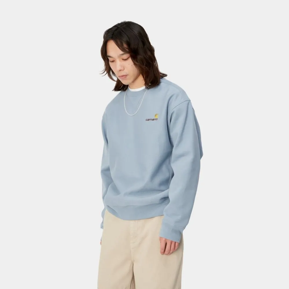 Mænd Carhartt WIP American Script Sweatshirt | Frostet Bla