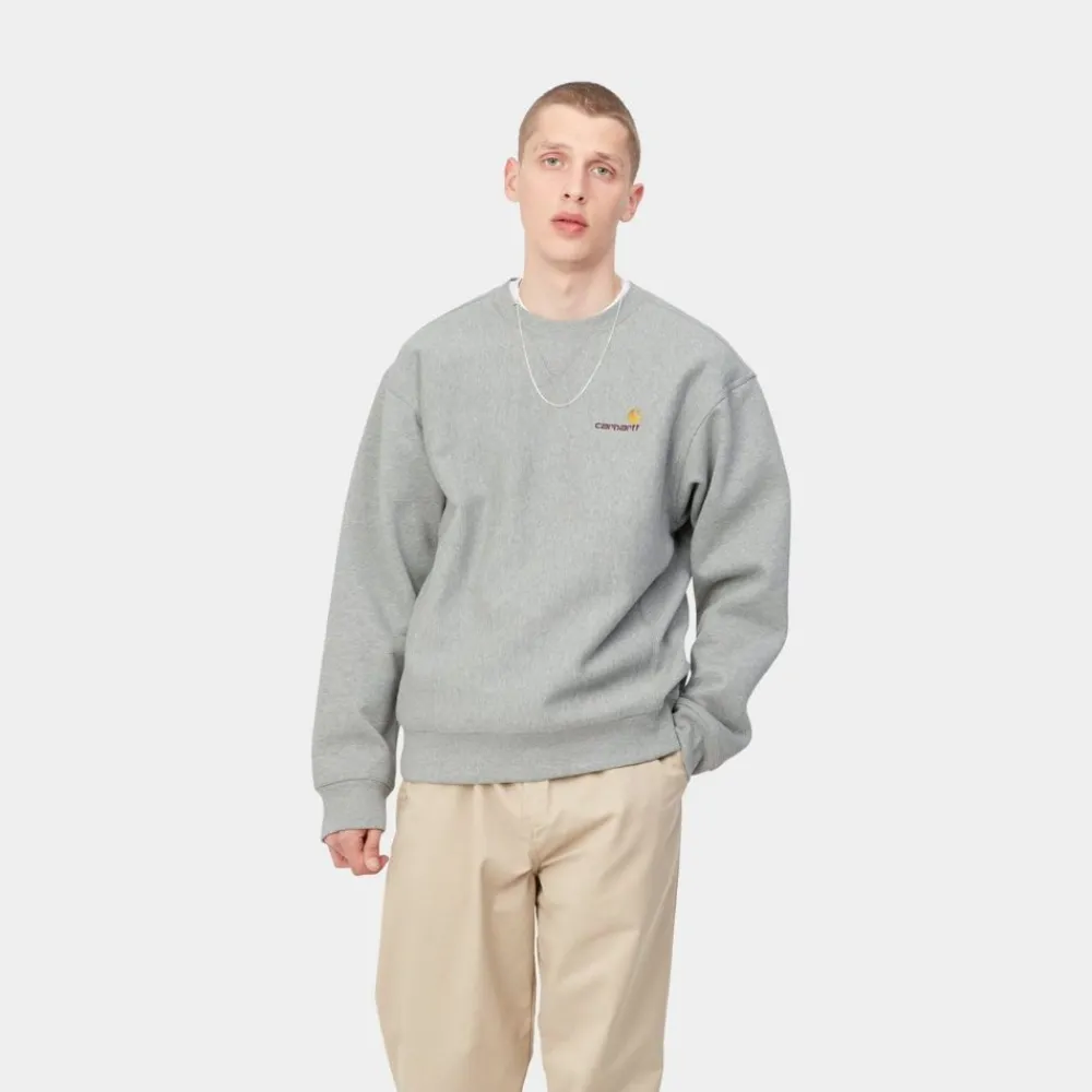 Mænd Carhartt WIP American Script Sweatshirt | Gra Lyng