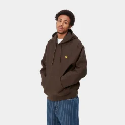 Mænd Carhartt WIP American Script Sweatshirt Med Haette | Tobak