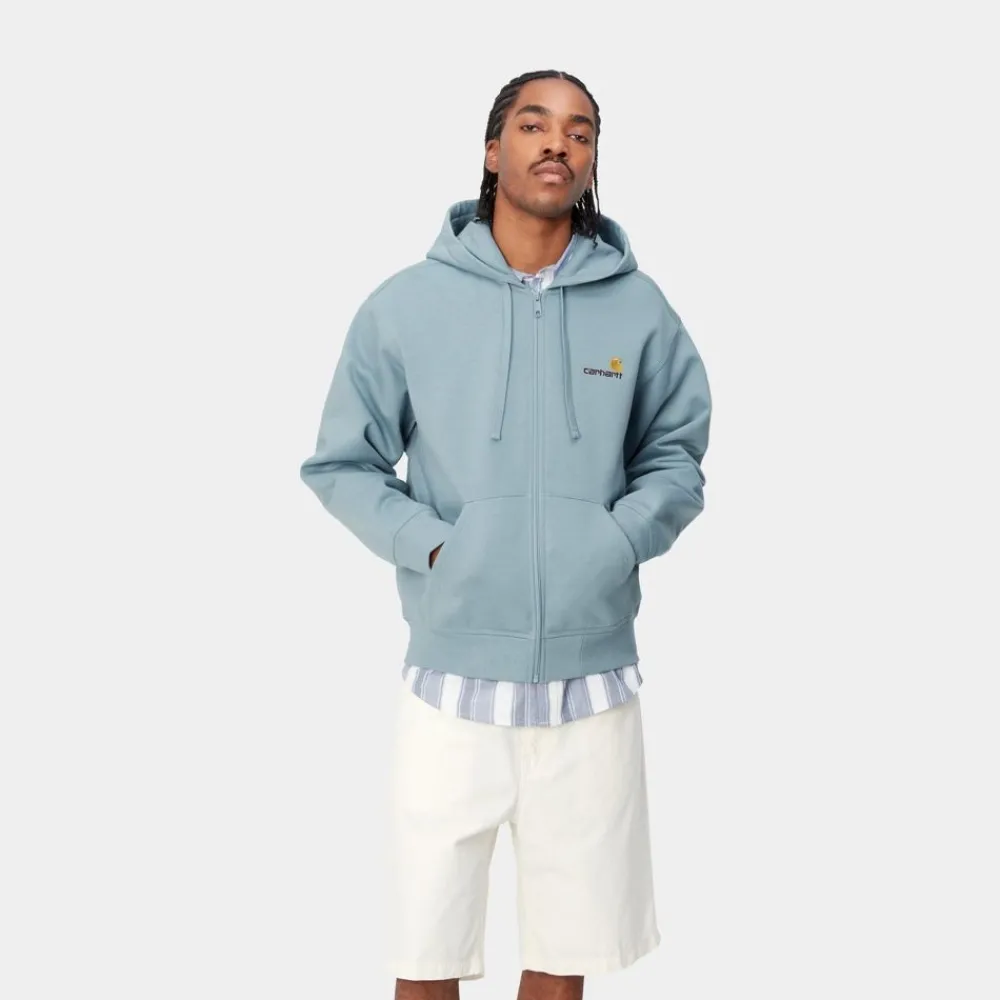 Mænd Carhartt WIP American Script-Jakke Med Haette | Frostet Bla