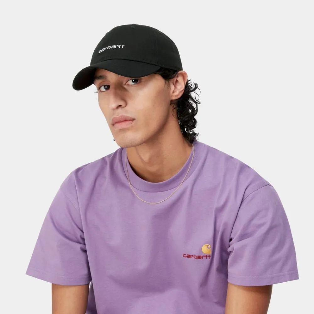 Mænd Carhartt WIP Canvas Script Cap | Sort Hvid