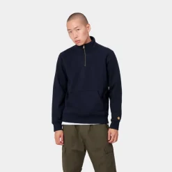 Mænd Carhartt WIP Chase Neck Zip Sweatshirt | Dark Navy