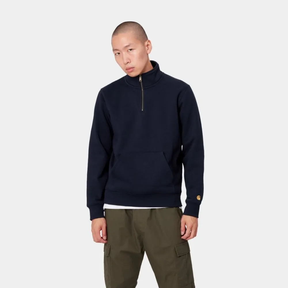 Mænd Carhartt WIP Chase Neck Zip Sweatshirt | Dark Navy