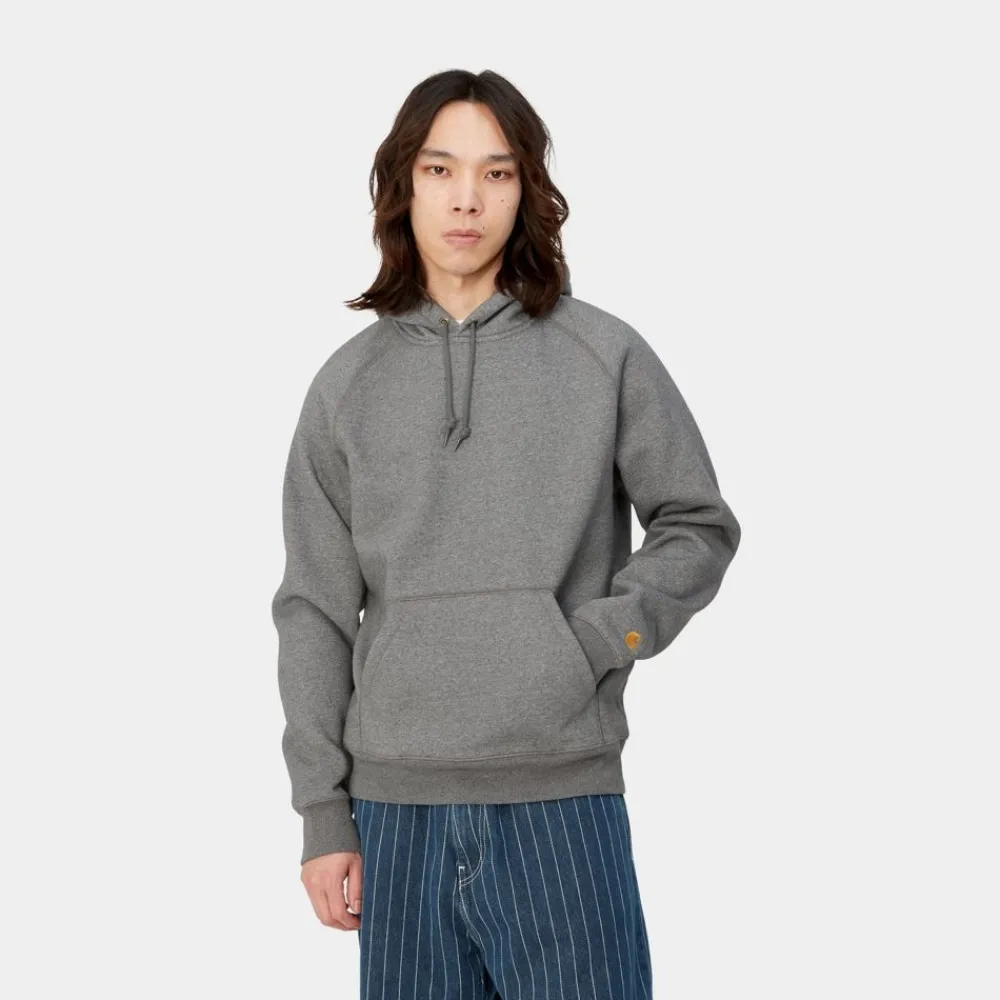 Mænd Carhartt WIP Chase Sweatshirt Med Haette | Mork Heather Grey