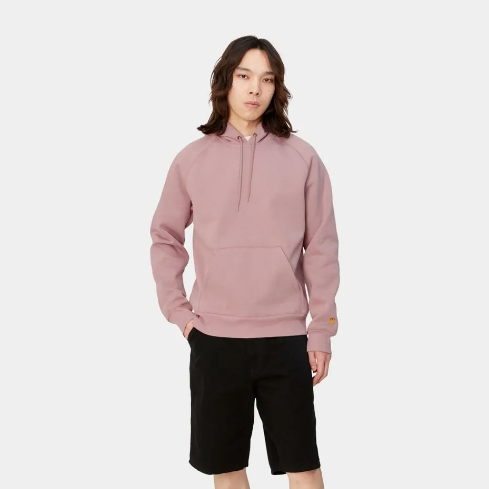 Mænd Carhartt WIP Chase Sweatshirt Med Haette | Glassyet Lyserod