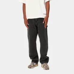 Mænd Carhartt WIP Dobbelt Knaebukser - Denim | Sort (Stenvasket)
