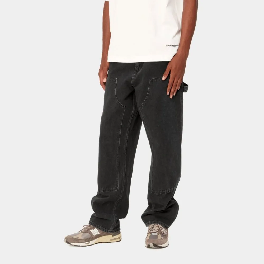 Mænd Carhartt WIP Dobbelt Knaebukser - Denim | Sort (Stenvasket)