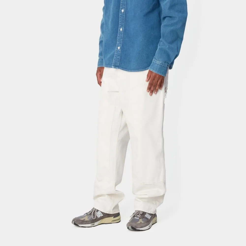 Mænd Carhartt WIP Dobbelt Knaebukser - Denim | Hvid (Skyllet)