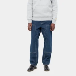 Mænd Carhartt WIP Dobbelt Knaebukser - Denim | Bla (Stenvasket)