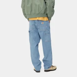 Mænd Carhartt WIP Dobbelt Knaebukser - Denim | Bla (Sten Bleget)
