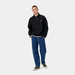 Mænd Carhartt WIP Half Zip American Script Sweatshirt | Sort