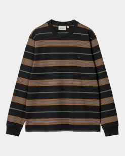 Mænd Carhartt WIP Haynes Stripe Langaermet T-Shirt |Sort