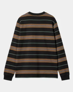 Mænd Carhartt WIP Haynes Stripe Langaermet T-Shirt |Sort