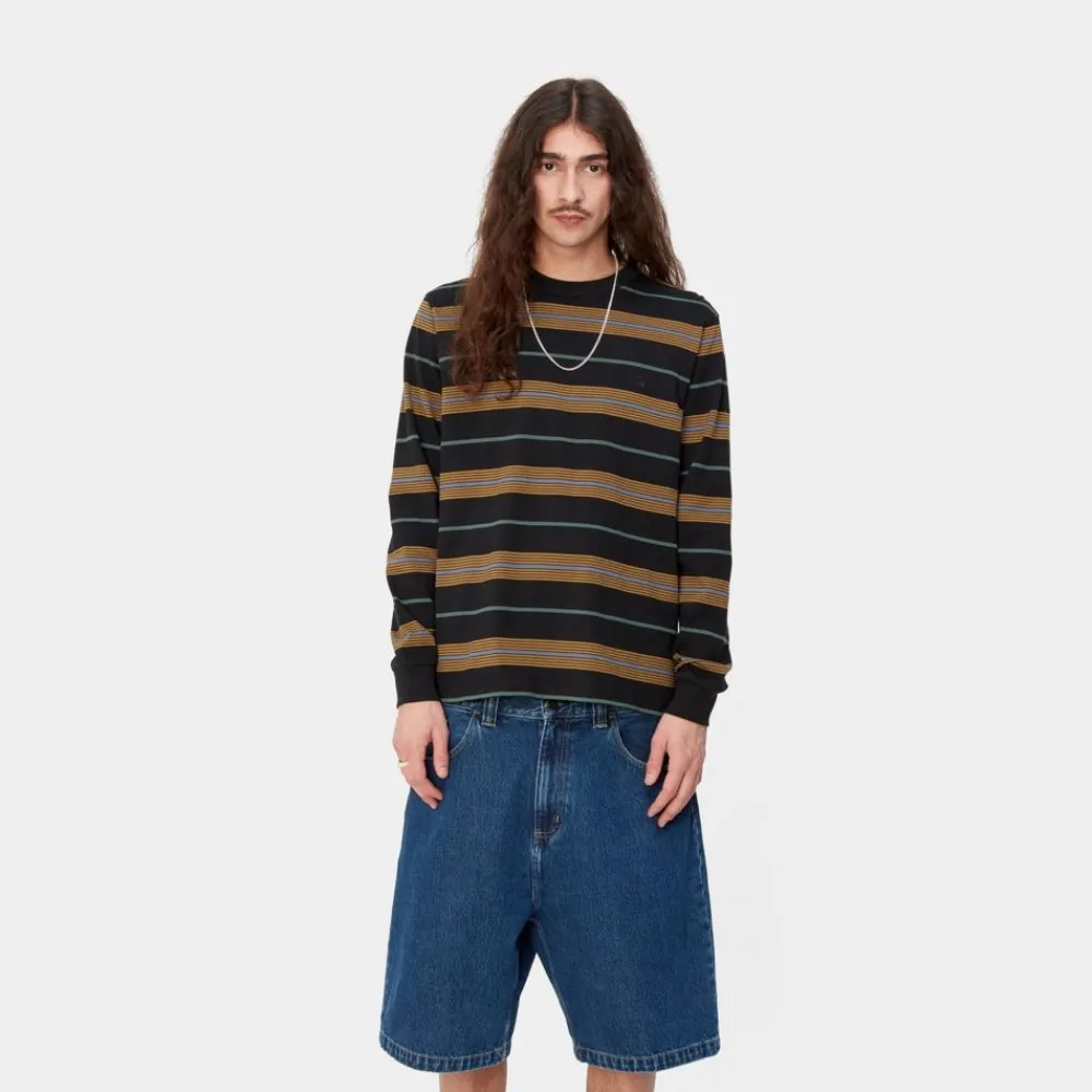 Mænd Carhartt WIP Haynes Stripe Langaermet T-Shirt |Sort
