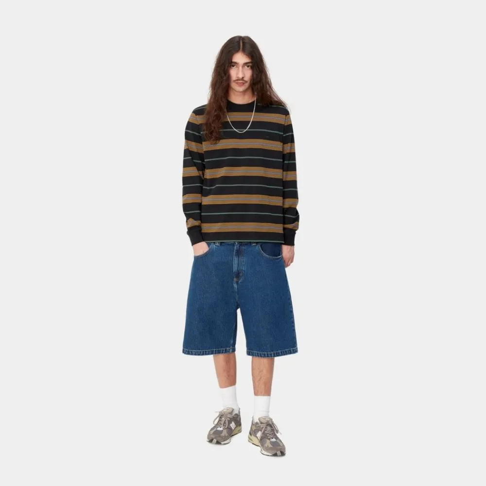 Mænd Carhartt WIP Haynes Stripe Langaermet T-Shirt |Sort