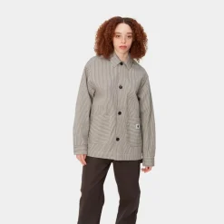 Kvinder Carhartt WIP Haywood Stripe Coat | Voks / Sort