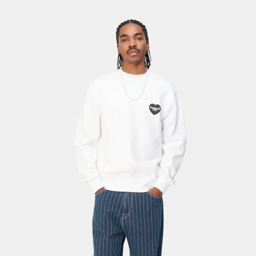 Mænd Carhartt WIP Hjerte Bandana Sweatshirt | Hvid Sort