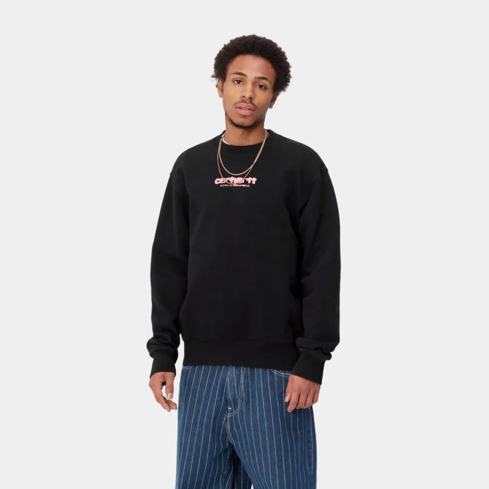 Mænd Carhartt WIP Ink Bleed Sweatshirt | Sort/Pink (Stenvasket)