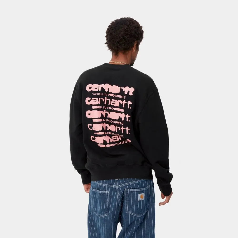 Mænd Carhartt WIP Ink Bleed Sweatshirt | Sort/Pink (Stenvasket)