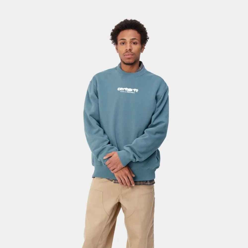 Mænd Carhartt WIP Ink Bleed Sweatshirt | Vancouver Bla/Hvid (Stenvasket)