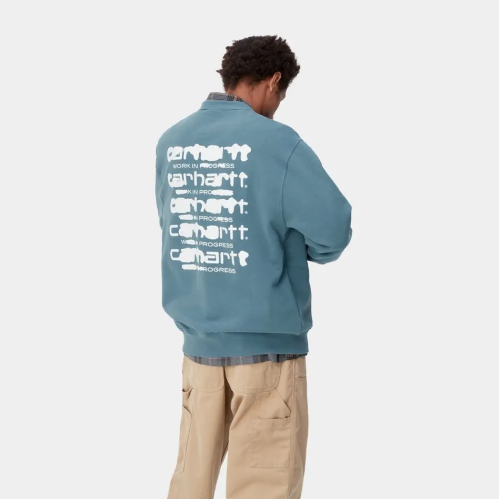 Mænd Carhartt WIP Ink Bleed Sweatshirt | Vancouver Bla/Hvid (Stenvasket)