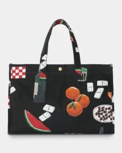 Mænd Carhartt WIP Kanvas Grafisk Strandtaske | Sort Isis Maria Middagstryk