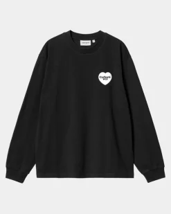 Kvinder Carhartt WIP Langaermet T-Shirt Med Hjertebandana Til Kvinder | Sort