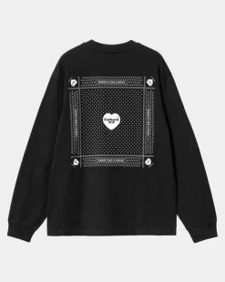 Kvinder Carhartt WIP Langaermet T-Shirt Med Hjertebandana Til Kvinder | Sort