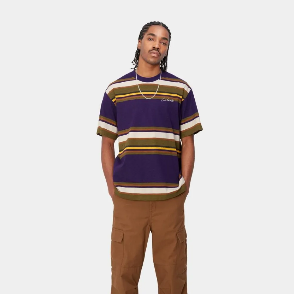 Mænd Carhartt WIP Morcom Stripe T-Shirt | Tyrian