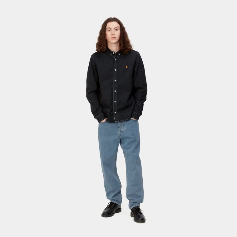 Mænd Carhartt WIP Newel Pant | Bla (Sten Bleget)