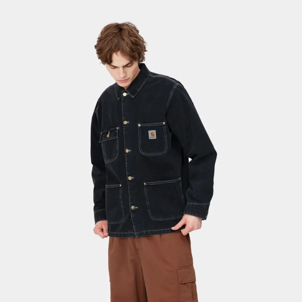 Mænd Carhartt WIP Og Chore Coat (Forar) | Sort (Heavy Stone Vask)