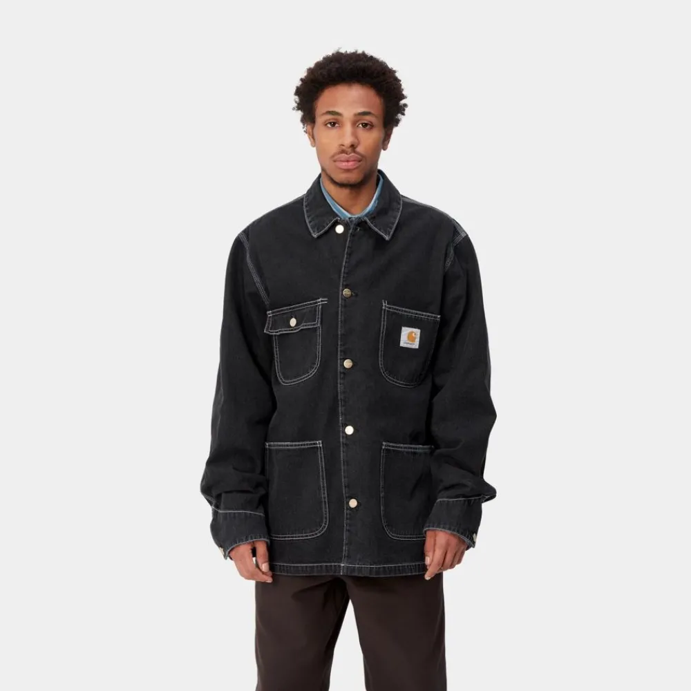 Mænd Carhartt WIP Og Chore Coat (Forar) | Sort (Stenvasket)