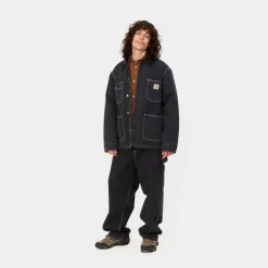 Mænd Carhartt WIP Og Chore Coat (Vinter) - Denim | Sort (Stenvasket)
