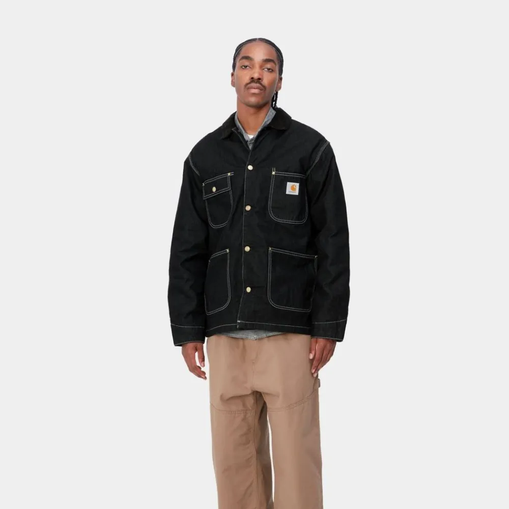 Mænd Carhartt WIP Og Chore Coat (Vinter) - Denim | Sort (En Vask)