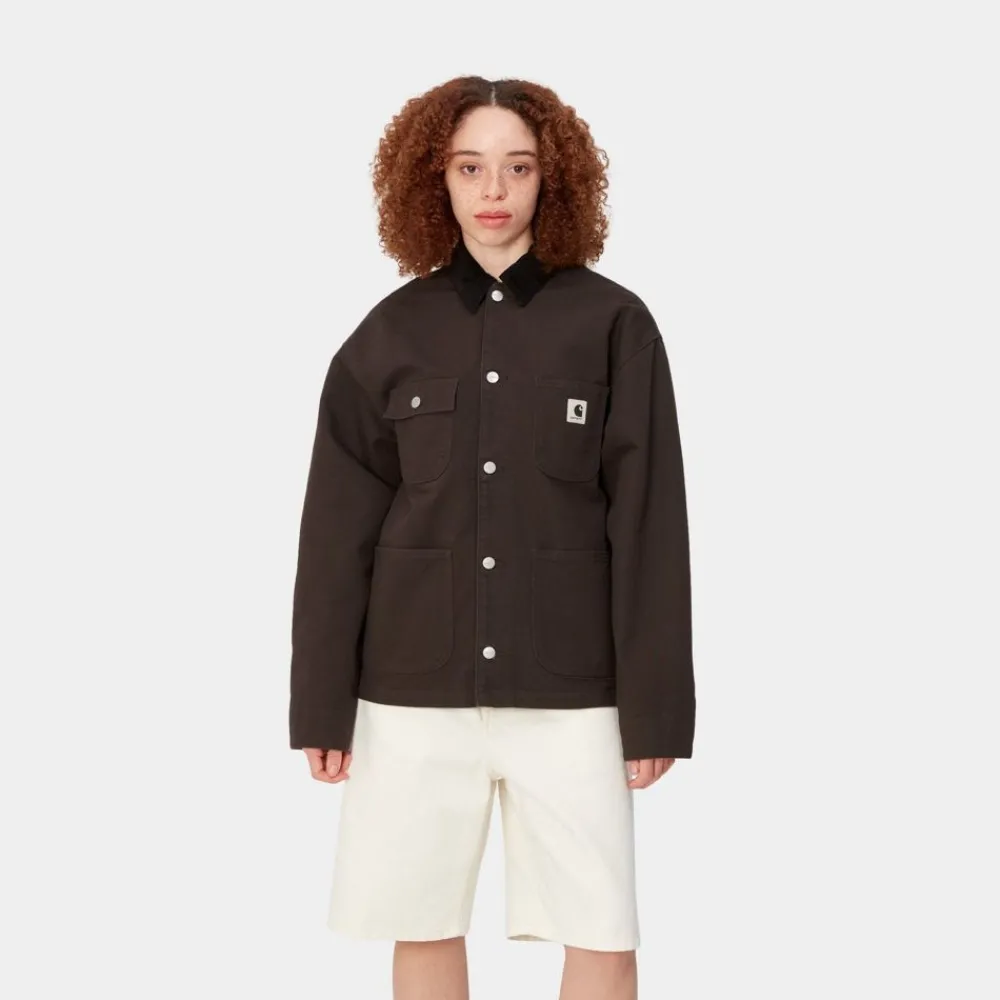 Kvinder Carhartt WIP Og Michigan Frakke Til Kvinder (Forar) | Tobak / Sort (Skyllet)