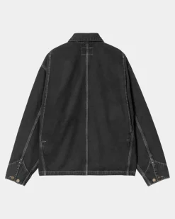 Kvinder Carhartt WIP Og Michigan Frakke Til Kvinder (Forar) - Denim | Sort (Stenvasket)