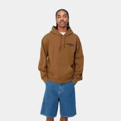 Mænd Carhartt WIP Onyx Script Sweatshirt Med Haette | Hamilton Brown