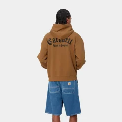 Mænd Carhartt WIP Onyx Script Sweatshirt Med Haette | Hamilton Brown