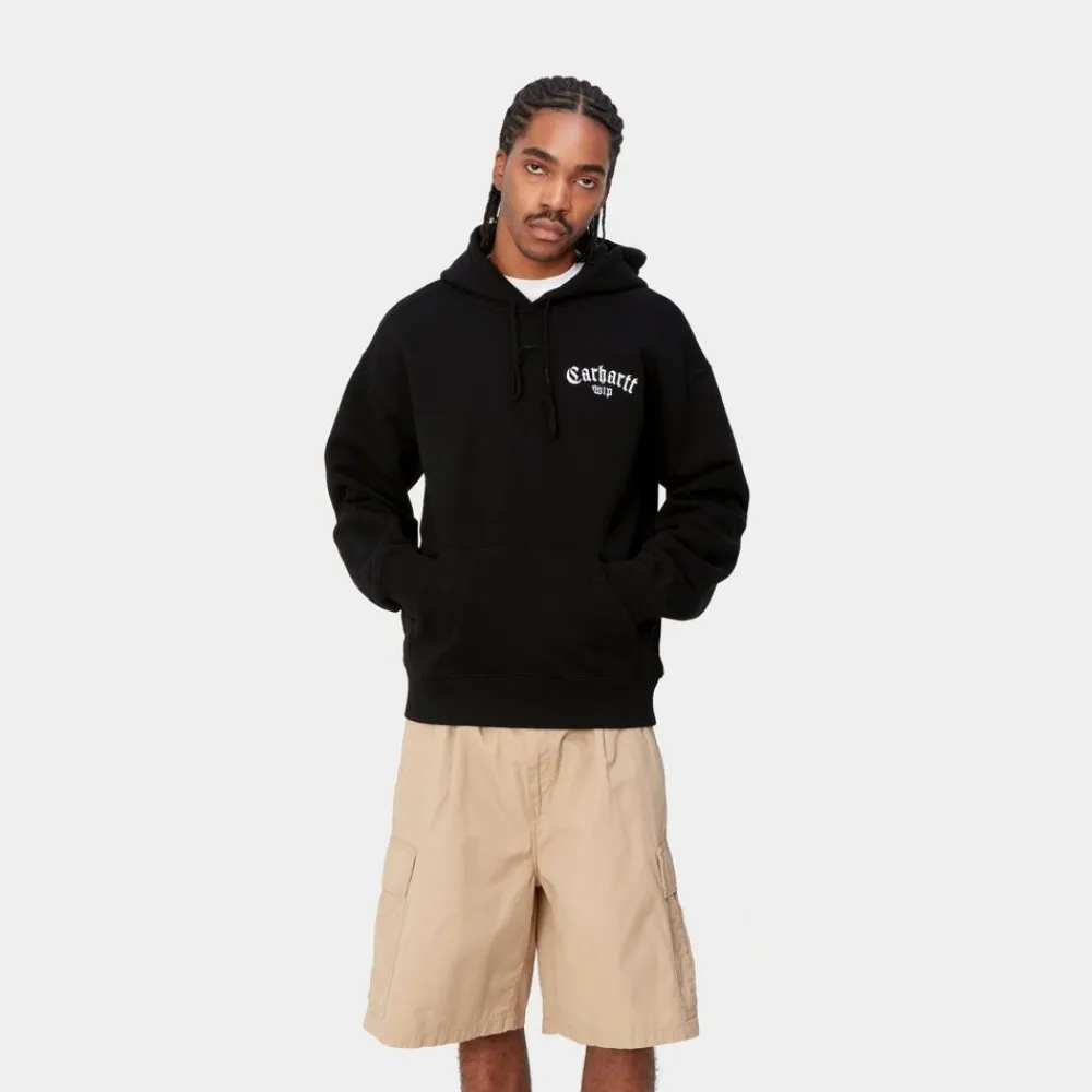 Mænd Carhartt WIP Onyx Script Sweatshirt Med Haette | Sort