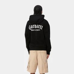 Mænd Carhartt WIP Onyx Script Sweatshirt Med Haette | Sort