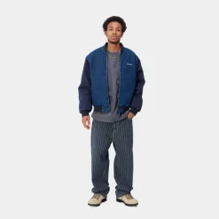 Mænd Carhartt WIP Orlean Stripe Bukser | Bla/Hvid (Stenvasket)