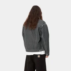 Mænd Carhartt WIP Orlean Stripe Jakke | Sort/Hvid (Stenvasket)