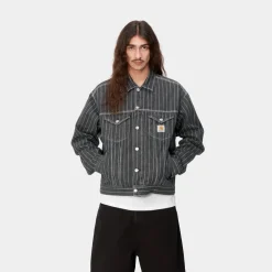 Mænd Carhartt WIP Orlean Stripe Jakke | Sort/Hvid (Stenvasket)