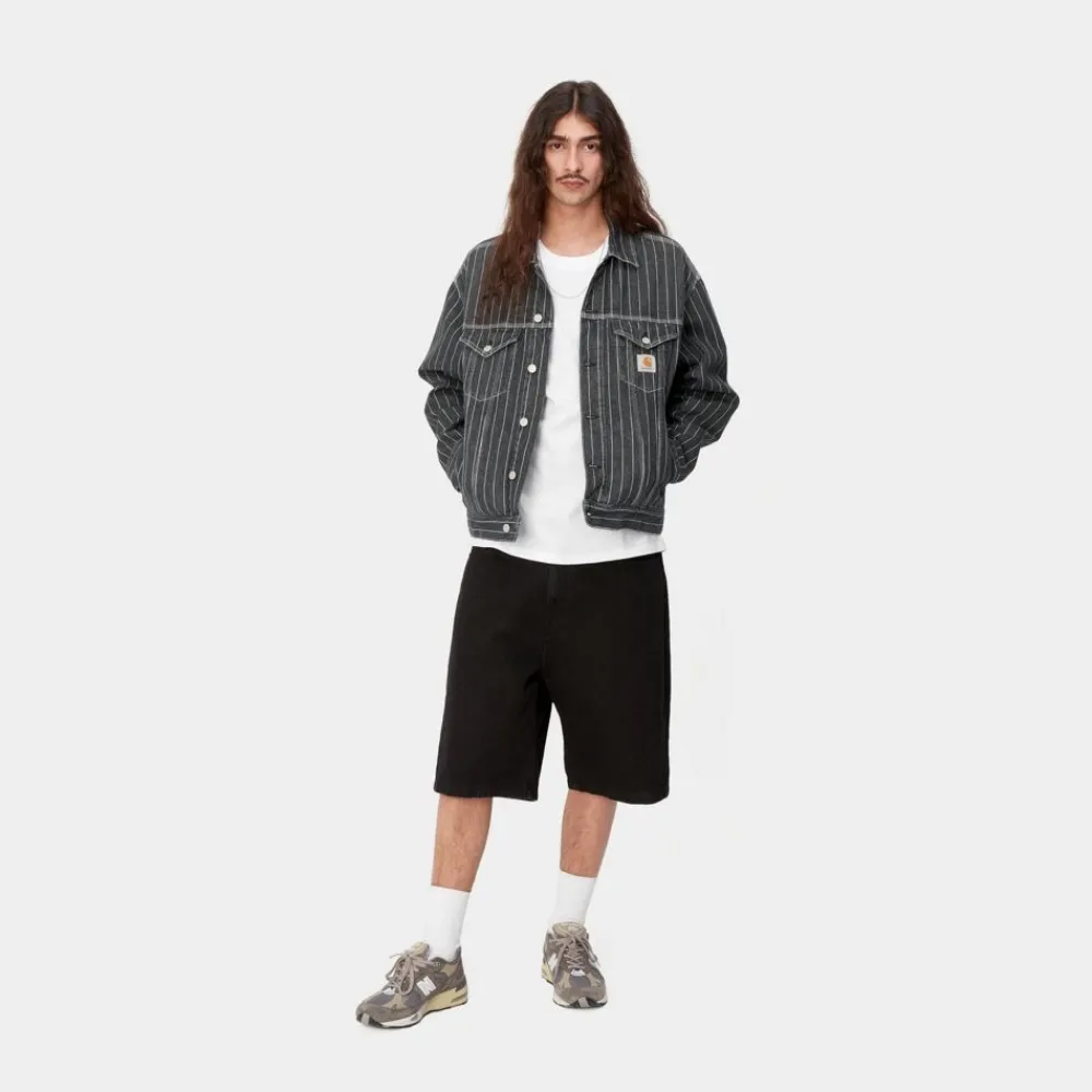 Mænd Carhartt WIP Orlean Stripe Jakke | Sort/Hvid (Stenvasket)