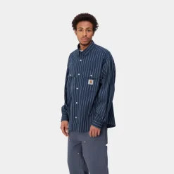 Mænd Carhartt WIP Orlean Stripe Skjorte | Bla / Hvid