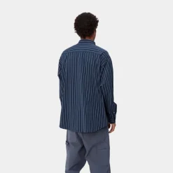 Mænd Carhartt WIP Orlean Stripe Skjorte | Bla / Hvid