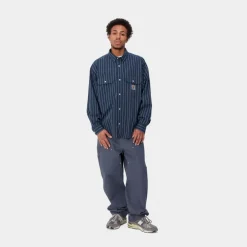 Mænd Carhartt WIP Orlean Stripe Skjorte | Bla / Hvid
