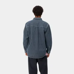Mænd Carhartt WIP Orlean Stripe Skjortejakke | Bla/Hvid (Stenvasket)