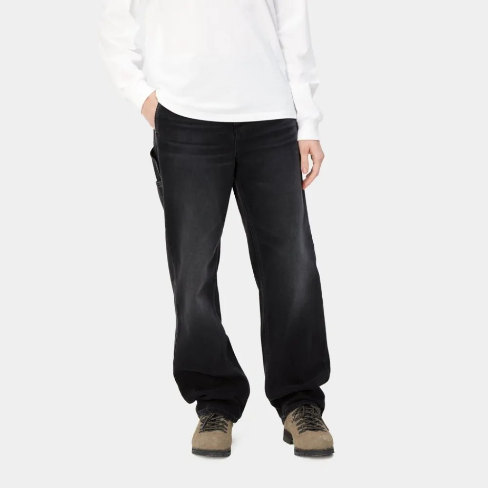 Kvinder Carhartt WIP Pierce Pant Straight - Denim | Sort (Mork Brugt Vask)