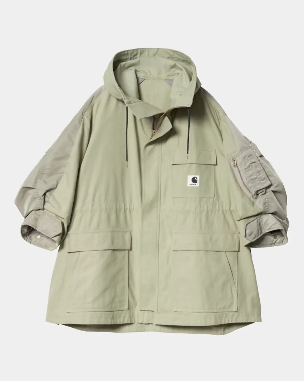Kvinder Carhartt WIP Sacai X And X Nylon Twill Frakke | Lysegron / Lys Khaki